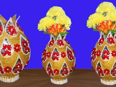 How to make paper flower vase||very easy flower vase making||wonderful flower vase