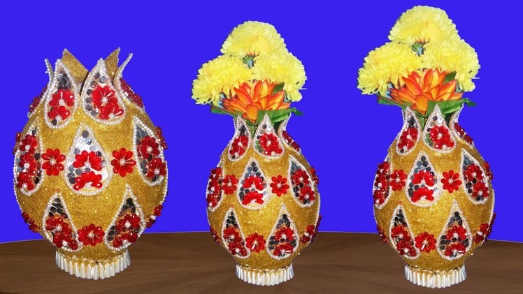 How to make paper flower vase||very easy flower vase making||wonderful flower vase