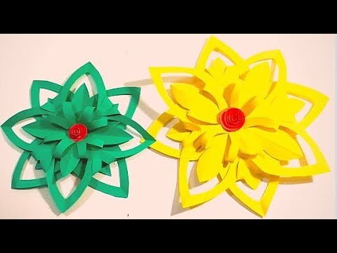 How to make simple paper cutting flower || Easy paper cutting designs at Home || paper flowers--2019