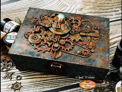 Step by Step tutorial how to alter a  Mixed Media Steampunk Box