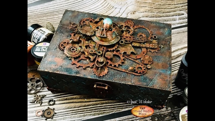 Step by Step tutorial how to alter a  Mixed Media Steampunk Box
