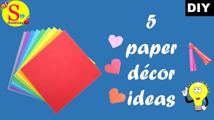 5 paper decor crafts | paper crafts for room decoration easy | diy home decor ideas with paper