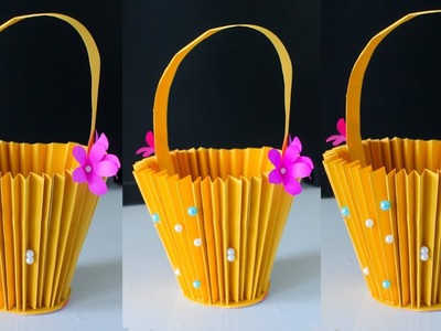 Accordion Paper Basket Making | Paper Bucket in DIY Crafts