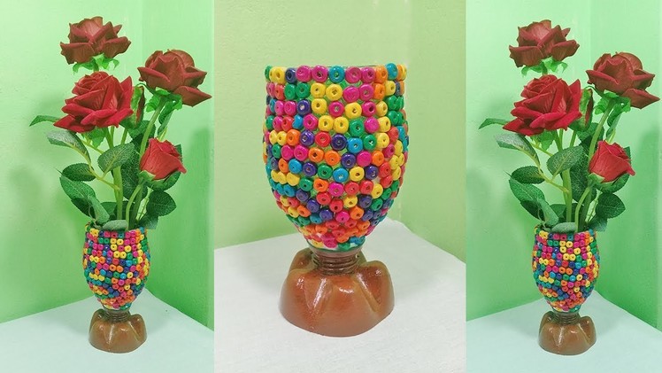 Awesome flower vase making at home || How to make a flower vase using plastic bottle