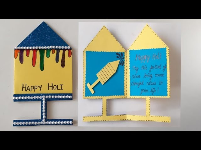Beautiful Handmade Holi card idea | DIY Greeting cards for Holi | Happy Holi crafts for kids