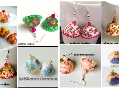 Decoupage paper jhumka collection.paper quilling jhumkas.Handmade paper decoupage earrings