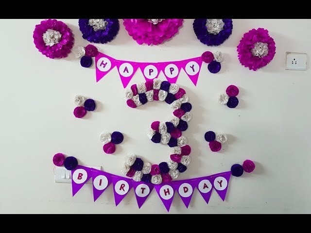 DIY 3D Floral Number for Birthday.Anniversary - Birthday Decoration with Tissue Paper Flowers