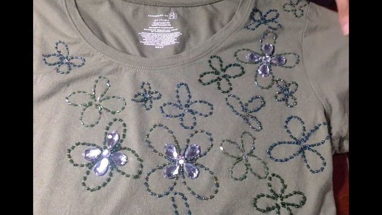 DIY Bead Embroidered T shirt