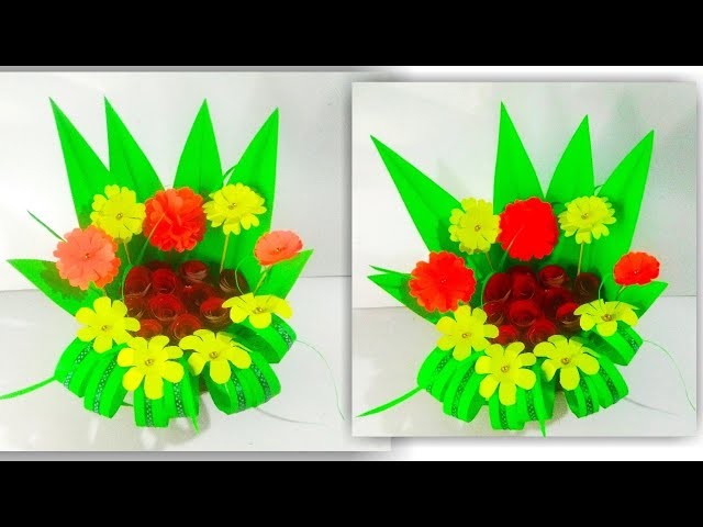 Diy paper flower bouquet at home |making flower buque at home |kb crafter