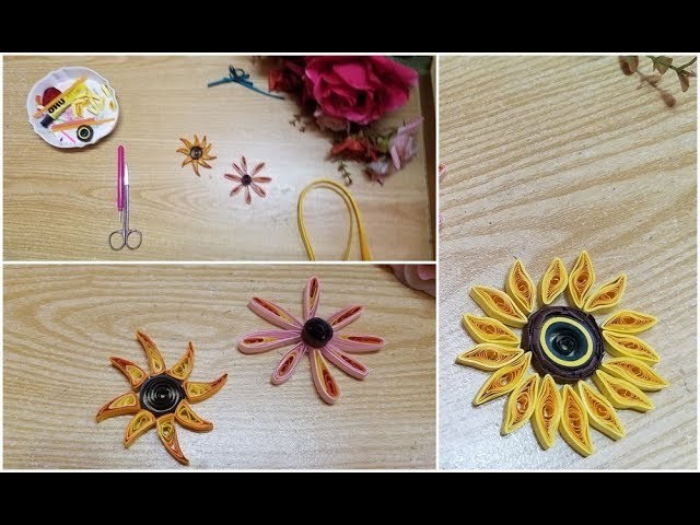 DIY paper quilling sunflower creation idea????????