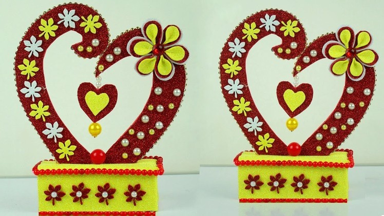 DIY Showpiece Making at Home | Handmade Heart Showpiece | Best Out of Waste Craft Idea