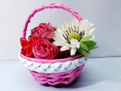 Easy Flower Basket Making Out of Origami Paper | How to Make A Basket At Home