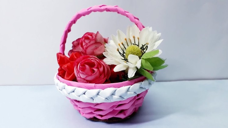 Easy Flower Basket Making Out of Origami Paper | How to Make A Basket At Home