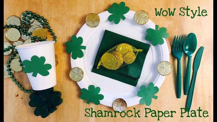 Easy Idea for Shamrock paper plate - diy St. Patrick's day party idea - dollar tree