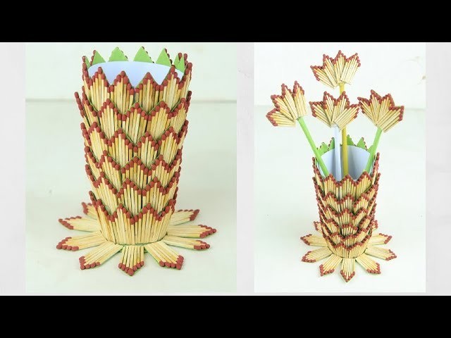 Flower vase diy | How to make flower vase with matchsticks | Easy Flower Vase | DIY Innovative Ideas