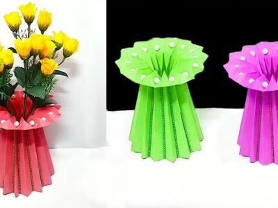 Flower vase with paper |DIY- paper Flower vase making idea