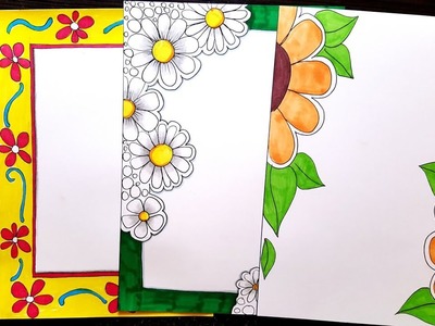 Flowers | Border designs on paper | border designs | project work designs | borders for projects