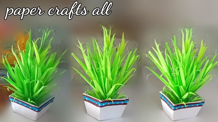 Handmade leaf plant for home decoration. home decoration paper plants. make flower pot with paper