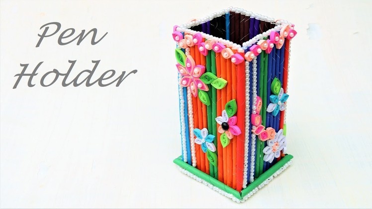 How to make a paper pencil holder step by step | Easy Way To Make Pen Holder