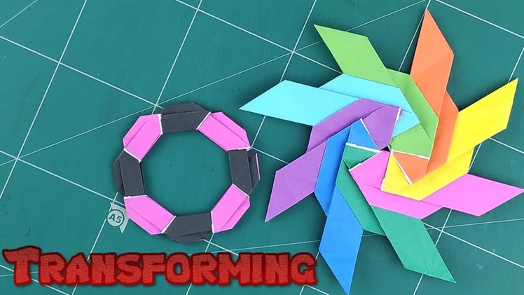 How to Make a Paper Transforming Ninja Star - Origami Ninja Star Weapon Tutorial | DIY Spinning