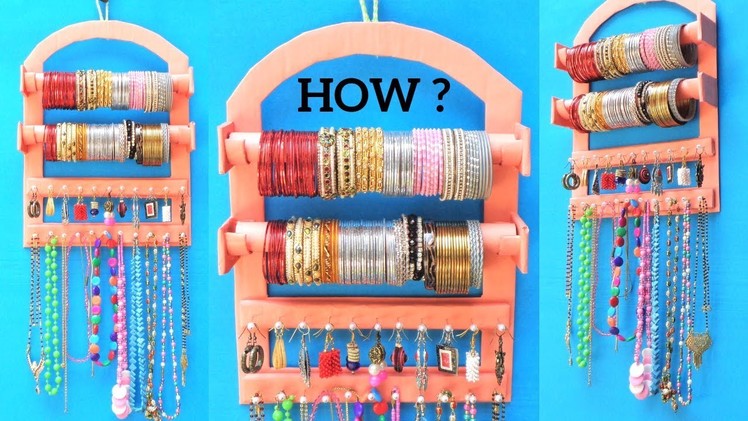 How to make Bangle Holder at Home with waste Cardboard | Best out of waste | DIY jewellery organizer