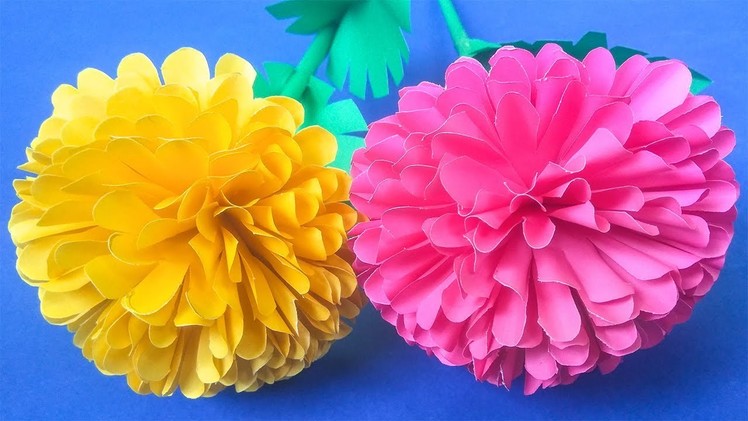 How to Make Beautiful Marigold Flower with Paper | Easy origami flowers Making | CraftBlossom