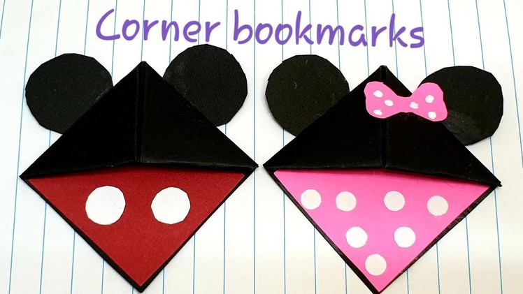 How to make corner bookmarks-Mickey Mouse and Minnie Mouse