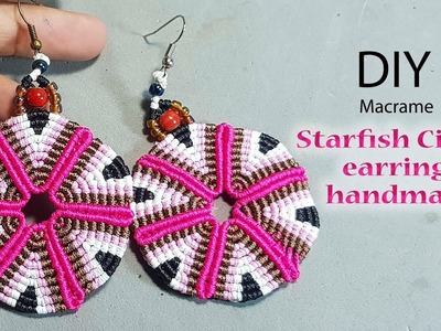 How to make earrings DIY: Starfish circle earrings macrame by Thaohandmadechannel
