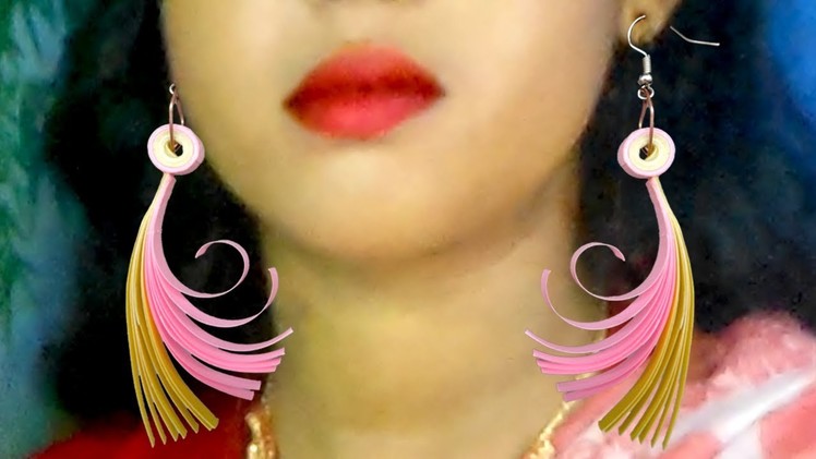How to make earrings with Paper | DIY Quilling Paper Earrings for girls |  Momo Crafts |