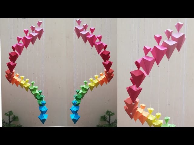 How to make wind chimes out of paper - Make Wall Hanging using paper - Paper craft easy-Malayalam