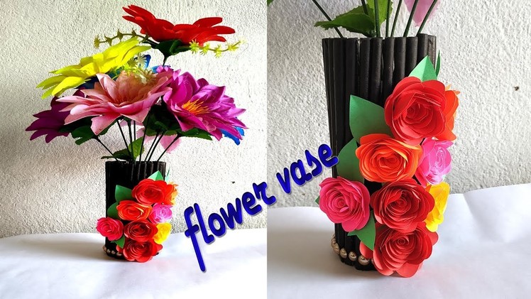Newspaper flower vase || Handmade flower pot || DIY room decoration