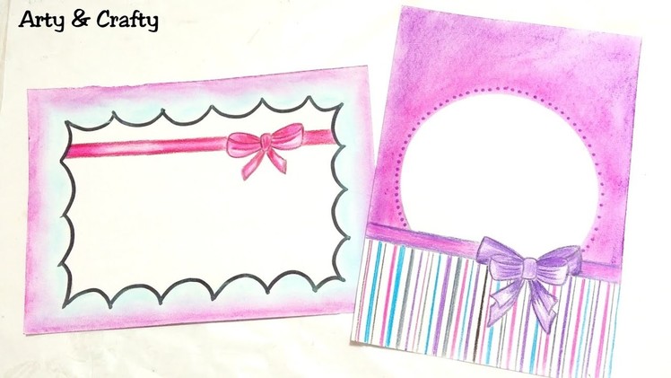Ribbon Draw | Easy Border Design on Paper | Designs for Front Page or Project by Arty & Crafty