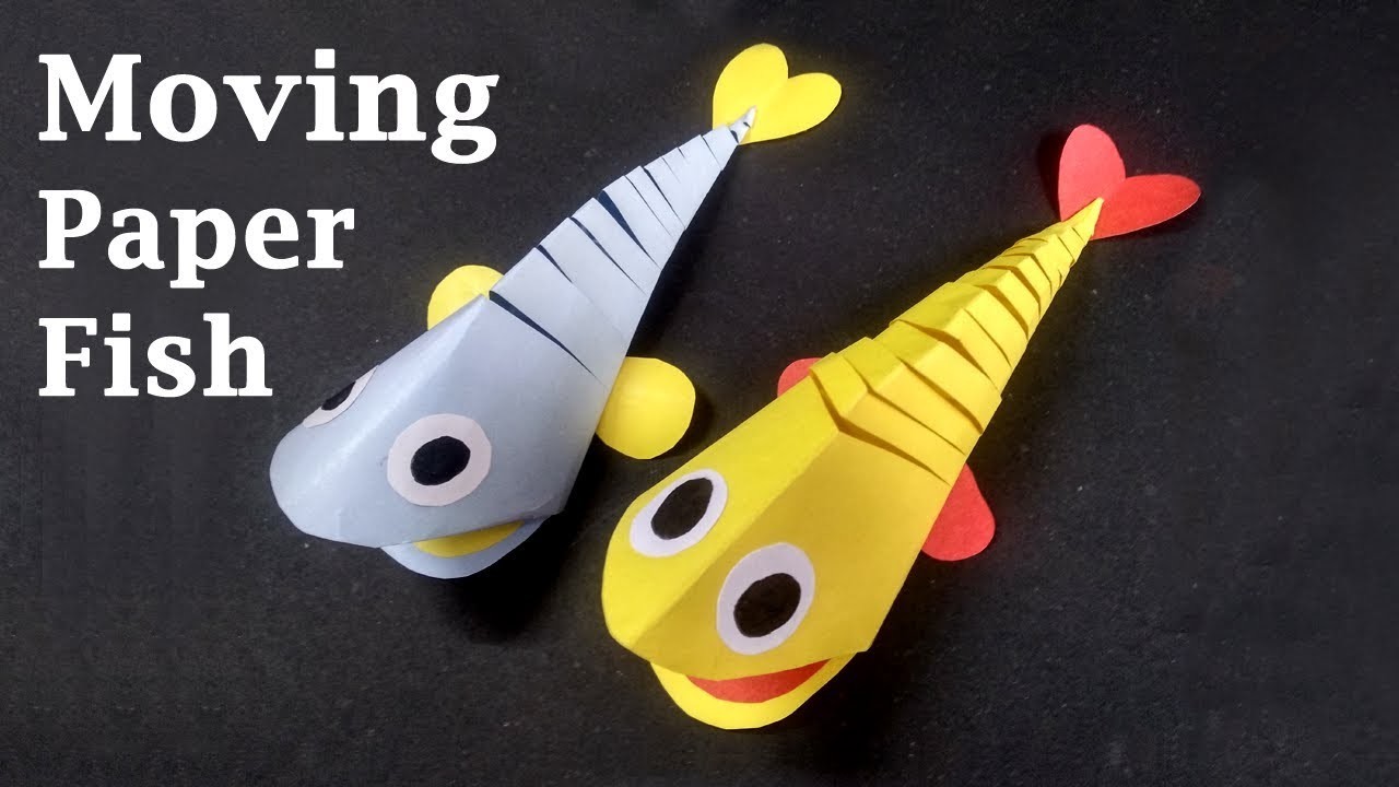 The Cute Moving Paper Fish Making (3D), DIY Origami Paper Crafts for Kids