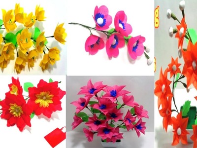 Top 5 Shopping Bag Flowers - Best Five Shopping Bag Flowers Idea - DIY Making Shopping Bag Flowers