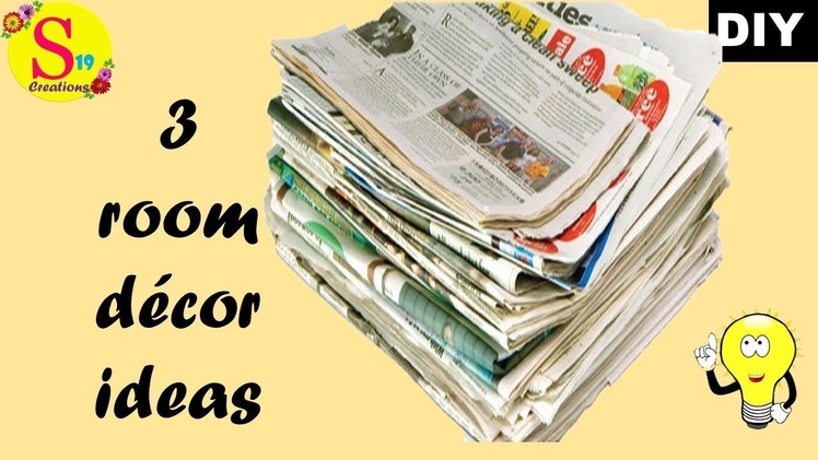 3 diy ideas | super easy newspaper wall hanging | newspaper crafts for home decoration easy