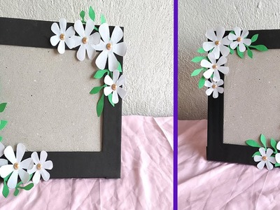 Beautiful handmade photo frame || DIY Cardboard photoframe || Flower photo frame