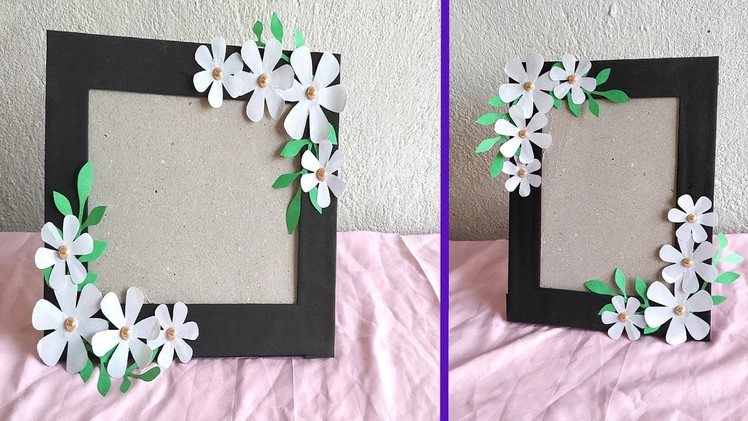 Beautiful handmade photo frame || DIY Cardboard photoframe || Flower photo frame