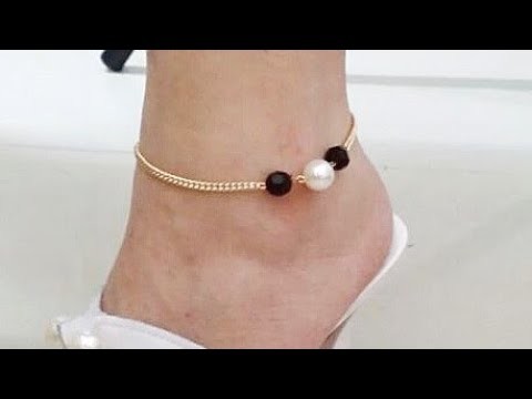 Beautiful simple easy anklet|pearl and chain anklet| diy jewellery making| anklet designs