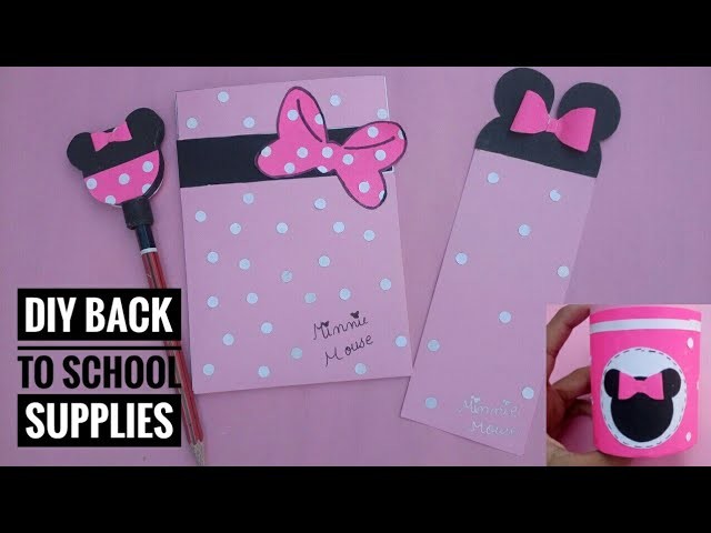DIY Back to School supplies|Minnie mouse supplies|Super easy crafts|Prachi art and craft