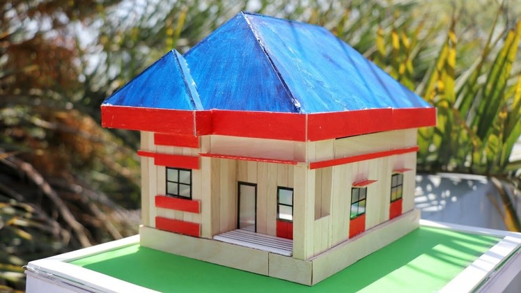 DIY Build a Miniature Popsicle Stick House - Popsicle stick crafts