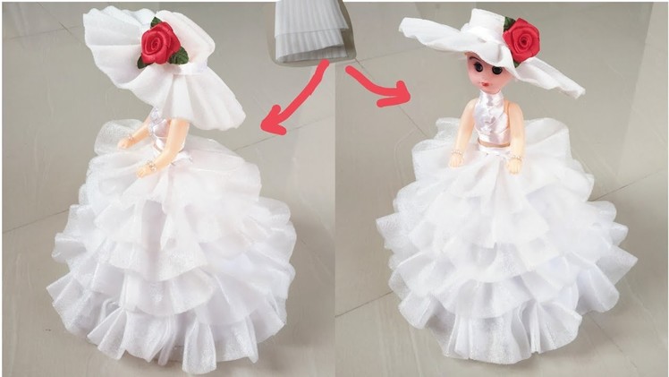 DIY Doll Decoration with Waste Foam Sheets.Beautiful Doll Dress Making With Waste Foam Sheets