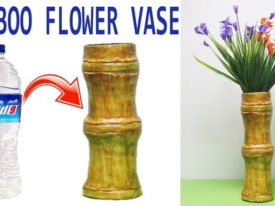 Diy | Flower Vase Bamboo Design Made From Waste Plastic Bottle | Best out of Waste
