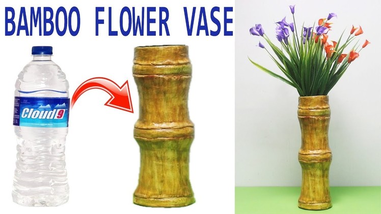 Diy | Flower Vase Bamboo Design Made From Waste Plastic Bottle | Best out of Waste