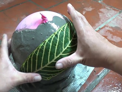 DIY- How To Make Beautiful Lamp With Cement, Balloon Ball And Leaf