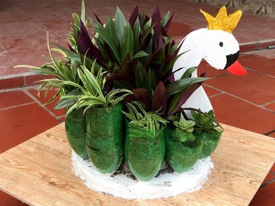 DIY - ❤️❤️❤️ Idea Making Recycled Plastic Bottles Into a Swan Pots Planter At Home - Craft ideas