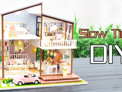 DIY Miniature Dollhouse Kit || Slow Time ( With Full Furniture & Lights )