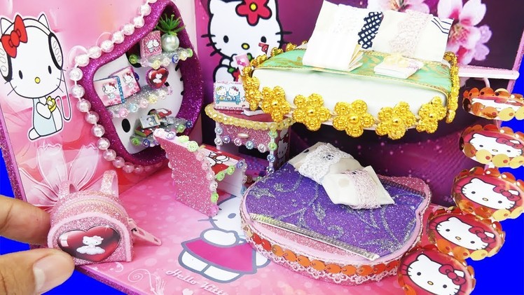 DIY Miniature Dollhouse Room ~ Hello Kitty Room Decor ~ 5 Minute DIY Doll Crafts #5