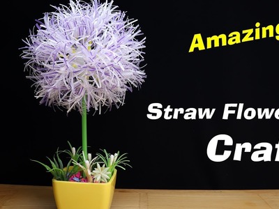 DIY Straw flower - How to make amazing Hydrangea Flower from Drinking Straw