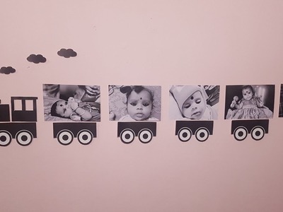 DIY  train theme photo wall showcase | diy  crafts | diy photo frames |birthday decoration ideas