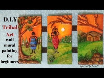 DIY Tribal art.Clay mural painting for beginners